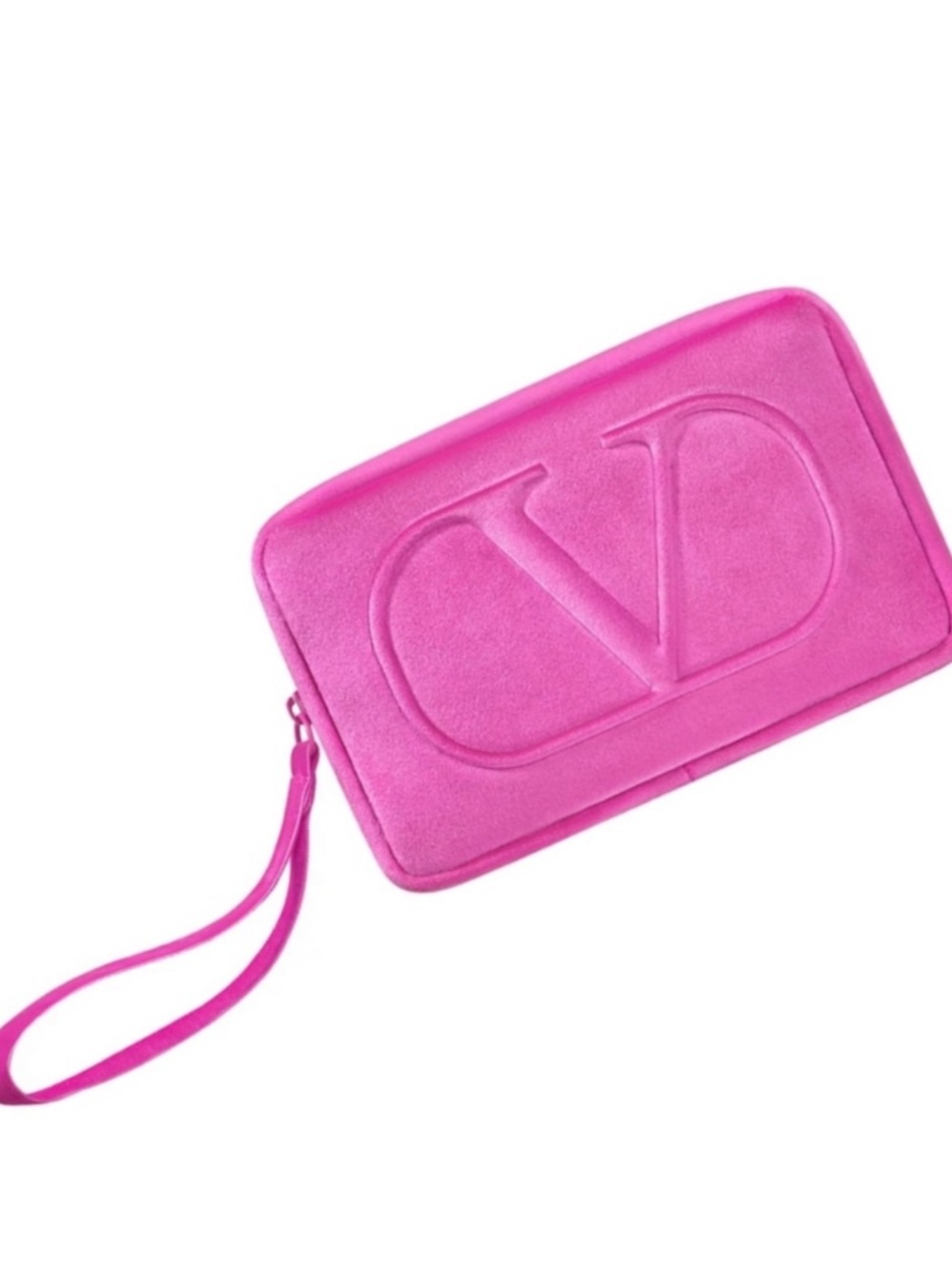 VALENTINO women’s small pink velvet soft make up bag wristlet brand new